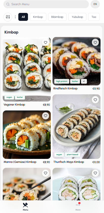 AVAARA Menu Screenshot